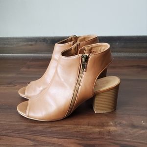 Bamboo leather open toe bootie